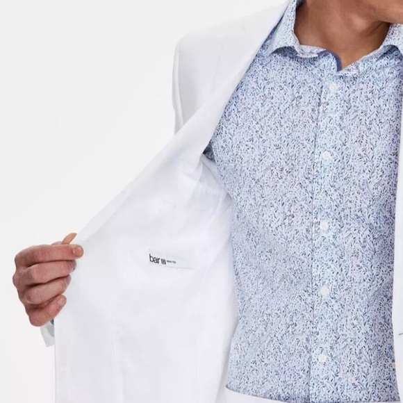 Bar Ill Men Slim fit Double Breasted Sport Coat Blazer 38R White Linen Brand New - Picture 4 of 7